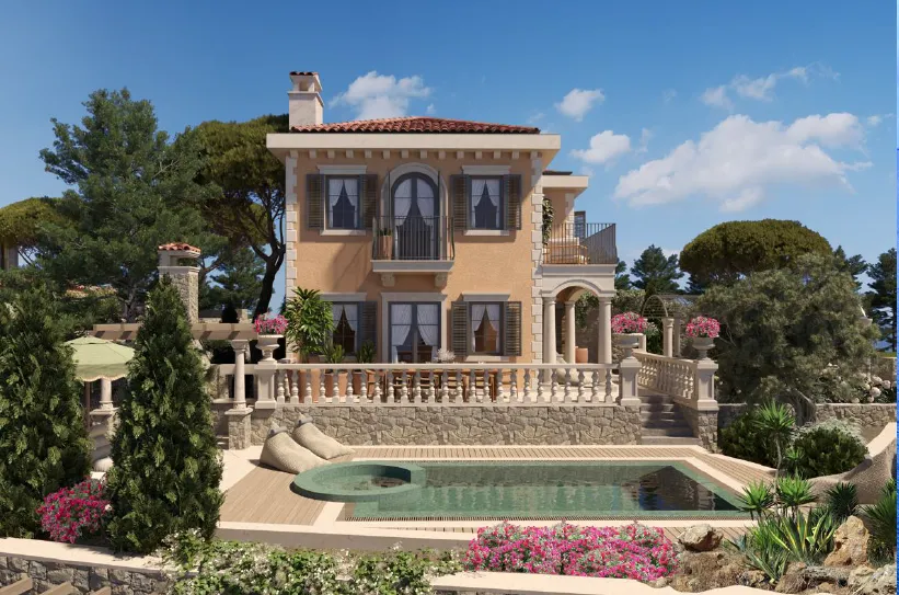 Luxuriöse Villa mit Meerblick in zweiter Reihe zur Küste